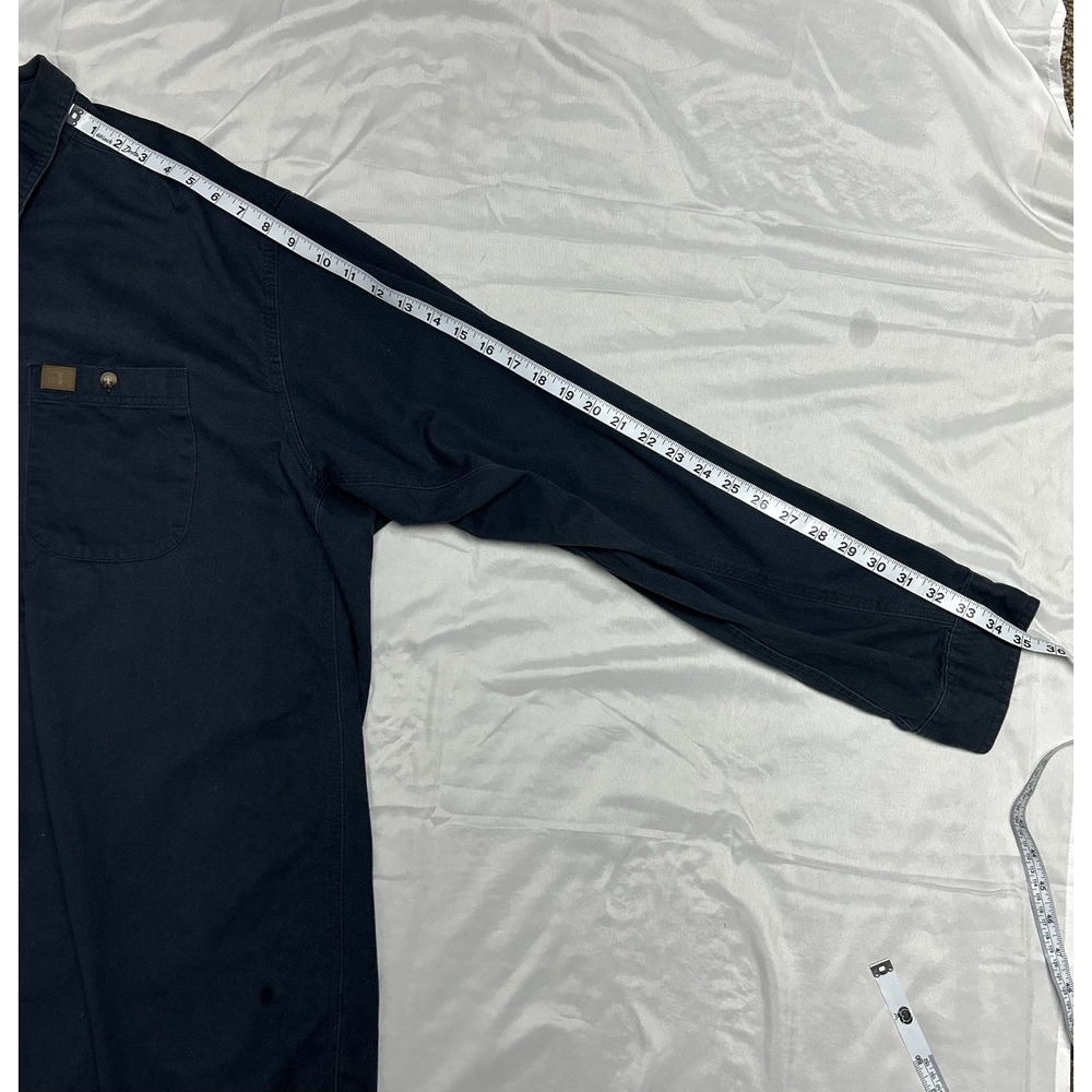 Wrangler Riggs Workwear Heavy Work Shirt Long Sleeve Navy Blue Gorpcore Mens 3XT - Picture 13 of 14